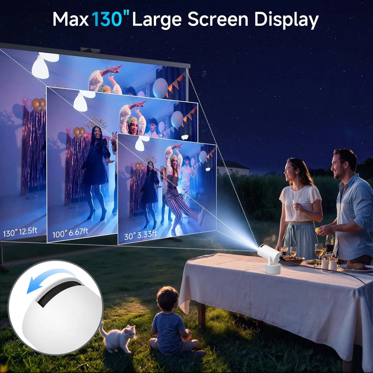 Portable Projector, Plug and Play Wireless Projector with 2 Speakers & 2 Microphones, Home Entertainment Projector, Home Cinema Projector, Stereo Karaoke Projector for Home Office, Home Theater Projector, Mother'S Day Gift