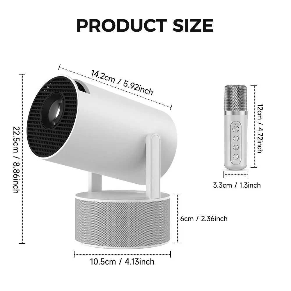 Portable Projector, Plug and Play Wireless Projector with 2 Speakers & 2 Microphones, Home Entertainment Projector, Home Cinema Projector, Stereo Karaoke Projector for Home Office, Home Theater Projector, Mother'S Day Gift