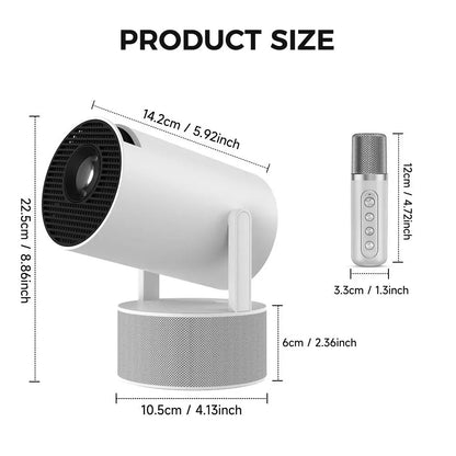 Portable Projector, Plug and Play Wireless Projector with 2 Speakers & 2 Microphones, Home Entertainment Projector, Home Cinema Projector, Stereo Karaoke Projector for Home Office, Home Theater Projector, Mother'S Day Gift