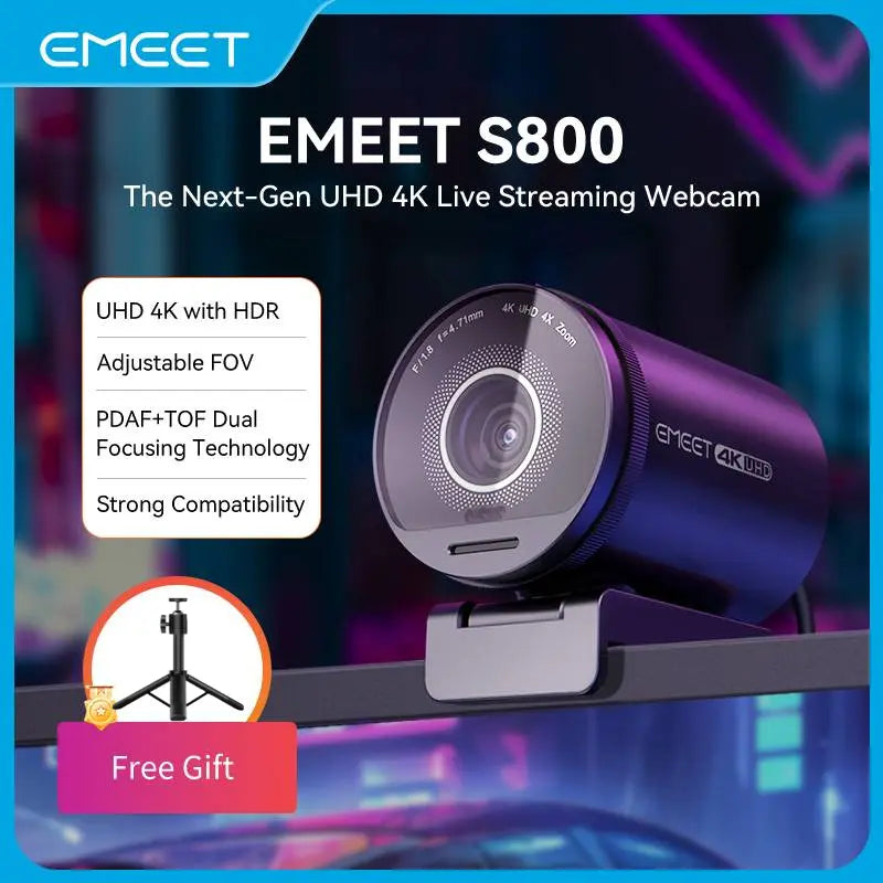 EMEET S800 4K HDR Webcam Autofocus Streaming Camera with Built-In Privacy Cover for Streaming Video Games Fathers Day Gift Laptop, Tiktokshopblackfriday, Summervibes