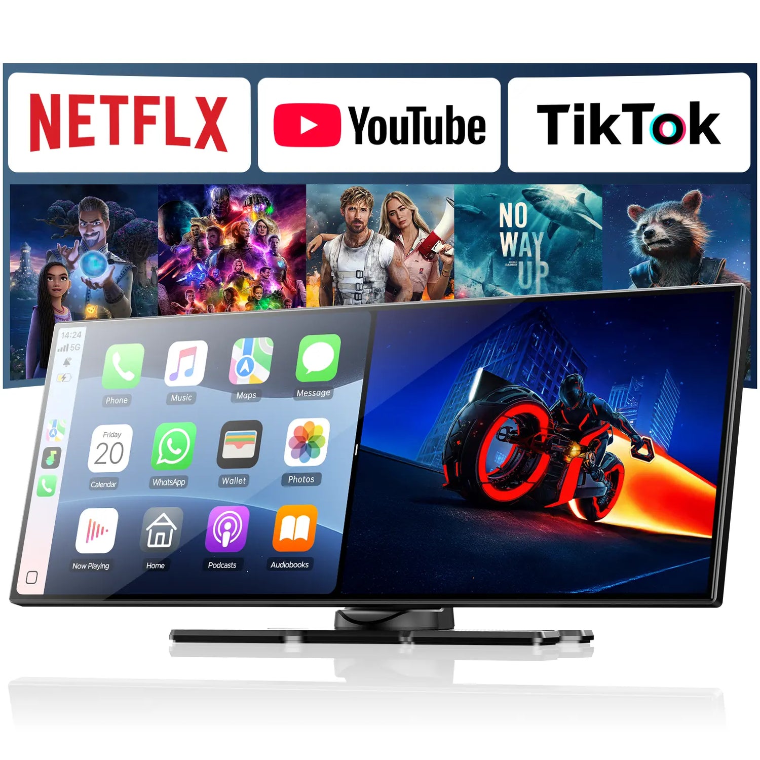 【Fathers Day Gift】Lamtto 10.25" Big Wireless Carplay Screen Watch Youtube/Netflix/Tiktok While Parked Auto-Connect, Iphone 8–15+ & Android 11+ Any Car Upgrade