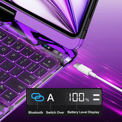 [Summervibes] NAIDUN Latest 360 Swivel Keyboard with Y2K Style Tranparent Case for Ipad Hard PC Back 7 Color Backlight Wireless Tablet Accessories Ipad Case Transparent