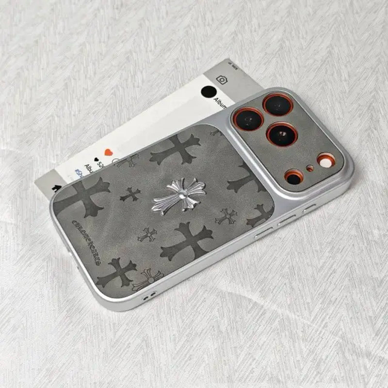Premium Leather Cross-Pattern Phonecase Compatible with Iphone 17/16/15/14/13/Pro/Max ,3D Cross Vintage Phone Case | Shockproof Protective Cover Leather Material, and Drop Protection. Stylish and Suitable for Both Men and Women.Protective Case | Best Gift