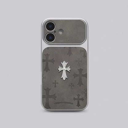 Premium Leather Cross-Pattern Phonecase Compatible with Iphone 17/16/15/14/13/Pro/Max ,3D Cross Vintage Phone Case | Shockproof Protective Cover Leather Material, and Drop Protection. Stylish and Suitable for Both Men and Women.Protective Case | Best Gift