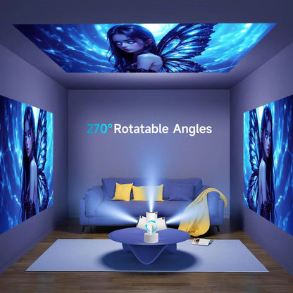 Portable Projector, Plug and Play Wireless Projector with 2 Speakers & 2 Microphones, Home Entertainment Projector, Home Cinema Projector, Stereo Karaoke Projector for Home Office, Home Theater Projector, Mother'S Day Gift