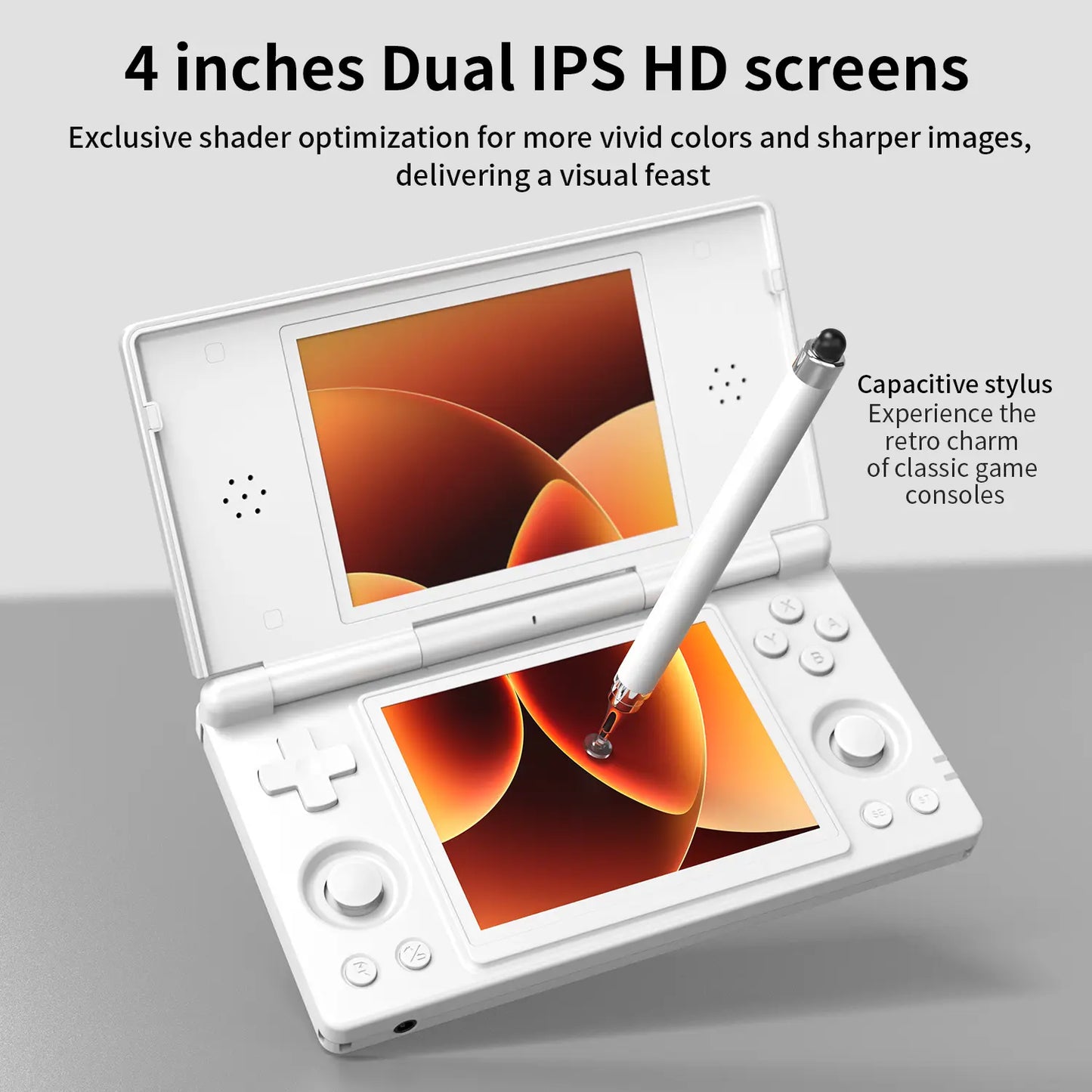 Anbernic RG Ds【Buy 1 Get 1 Capacitive Stylus + 1 Lanyard + 2 Screen Protectors + 1 Charging Cable】Dual Screens 4-Inch IPS 640*480 Android 14 RK3568 Quad-Core 64-Bit 4000Mah Six-Axis Gyroscope Sensor Ready to Use