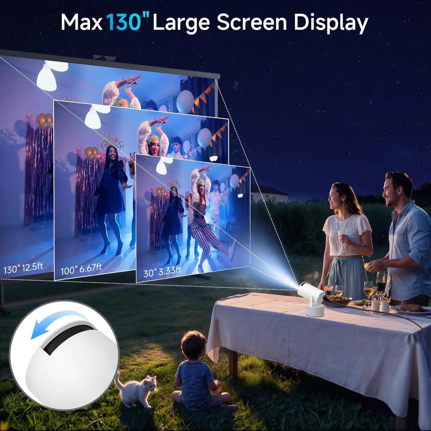 Portable Projector, Plug and Play Wireless Projector with 2 Speakers & 2 Microphones, Home Entertainment Projector, Home Cinema Projector, Stereo Karaoke Projector for Home Office, Home Theater Projector, Mother'S Day Gift