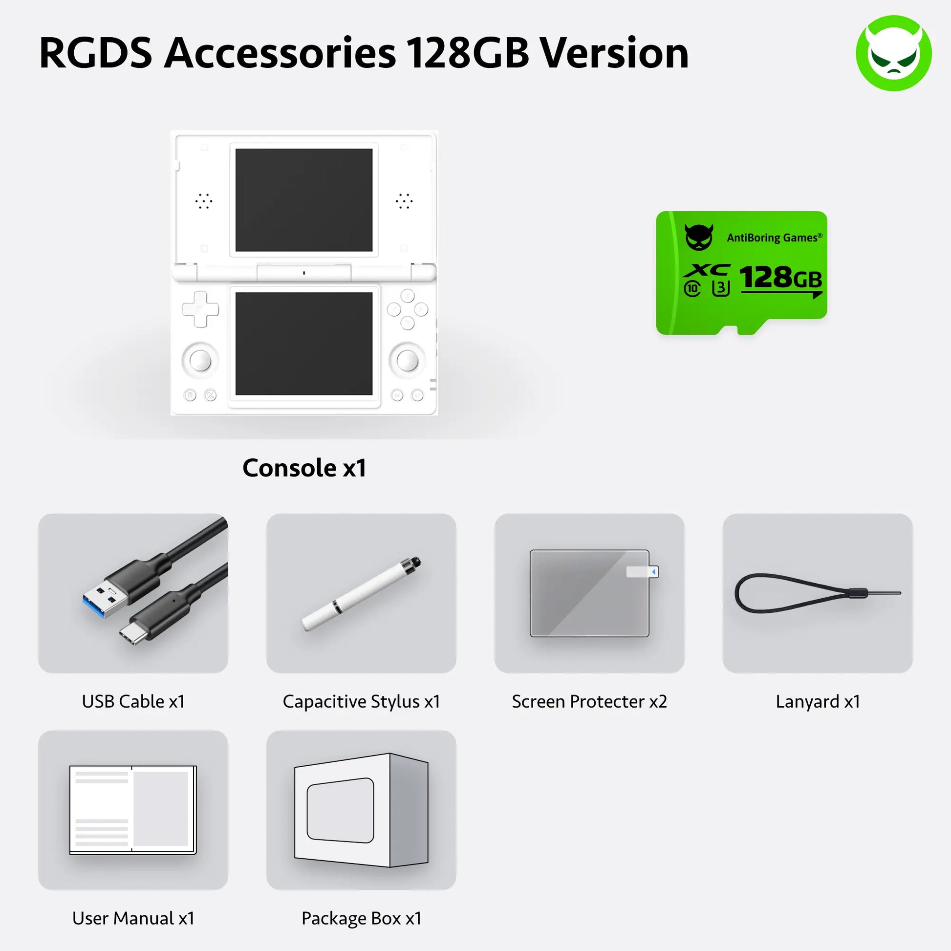 Anbernic RG Ds【Buy 1 Get 1 Capacitive Stylus + 1 Lanyard + 2 Screen Protectors + 1 Charging Cable】Dual Screens 4-Inch IPS 640*480 Android 14 RK3568 Quad-Core 64-Bit 4000Mah Six-Axis Gyroscope Sensor Ready to Use