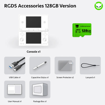Anbernic RG Ds【Buy 1 Get 1 Capacitive Stylus + 1 Lanyard + 2 Screen Protectors + 1 Charging Cable】Dual Screens 4-Inch IPS 640*480 Android 14 RK3568 Quad-Core 64-Bit 4000Mah Six-Axis Gyroscope Sensor Ready to Use