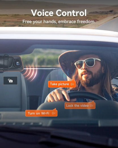 WOLFBOX G850 4K UHD Rearview Mirror Backup Camera Dash Cam with GPS 64GB Card Loop Recording Privacy Fathersdaygift Protection 24 Hours Recording 5.8Ghz Wifi Connectivity Intelligent Voice Control WDR Super Night Vision Tiktokshopholidayhaul