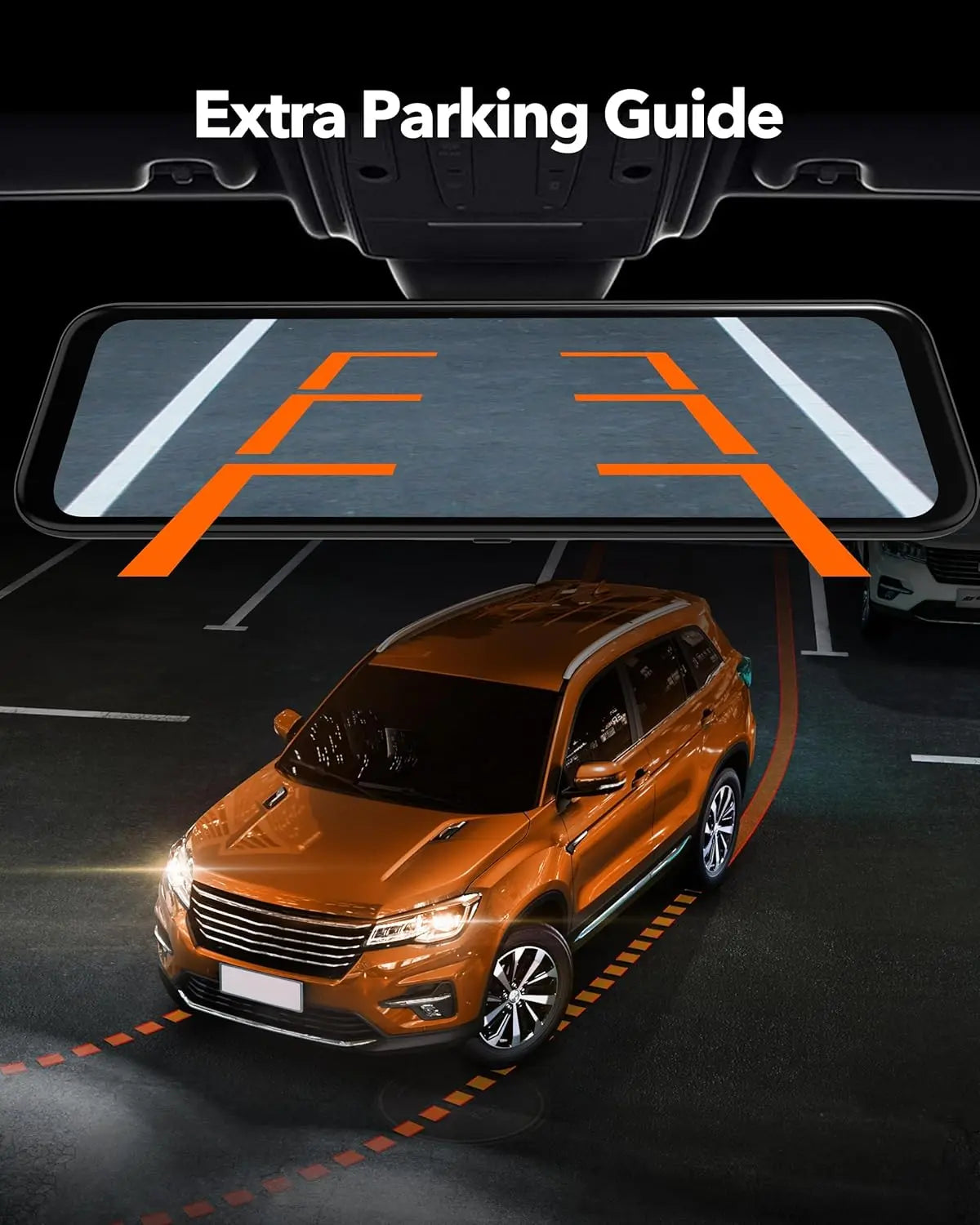 WOLFBOX G850 4K UHD Rearview Mirror Backup Camera Dash Cam with GPS 64GB Card Loop Recording Privacy Fathersdaygift Protection 24 Hours Recording 5.8Ghz Wifi Connectivity Intelligent Voice Control WDR Super Night Vision Tiktokshopholidayhaul