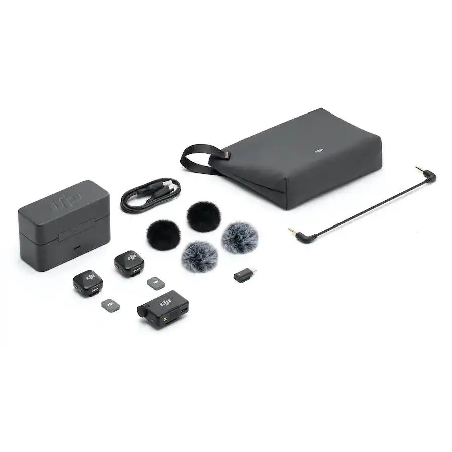 DJI Mic Mini Wireless Omnidirectional Microphone System with Charging Case, 400M Max Transmission Range, 10G Ultralight, up to 48 Hours Battery Life - Black