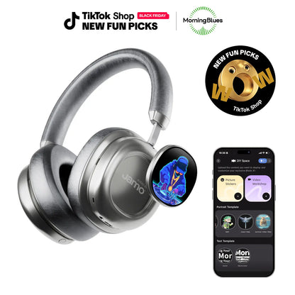 Morningblues VWS X1 Wireless over Ear Bluetooth Headphones, Noise Cancelling Headphones with 40Mm Jamo Drivers, Dual OLED Touchscreen, APP Control, 60H Playtime, Silver