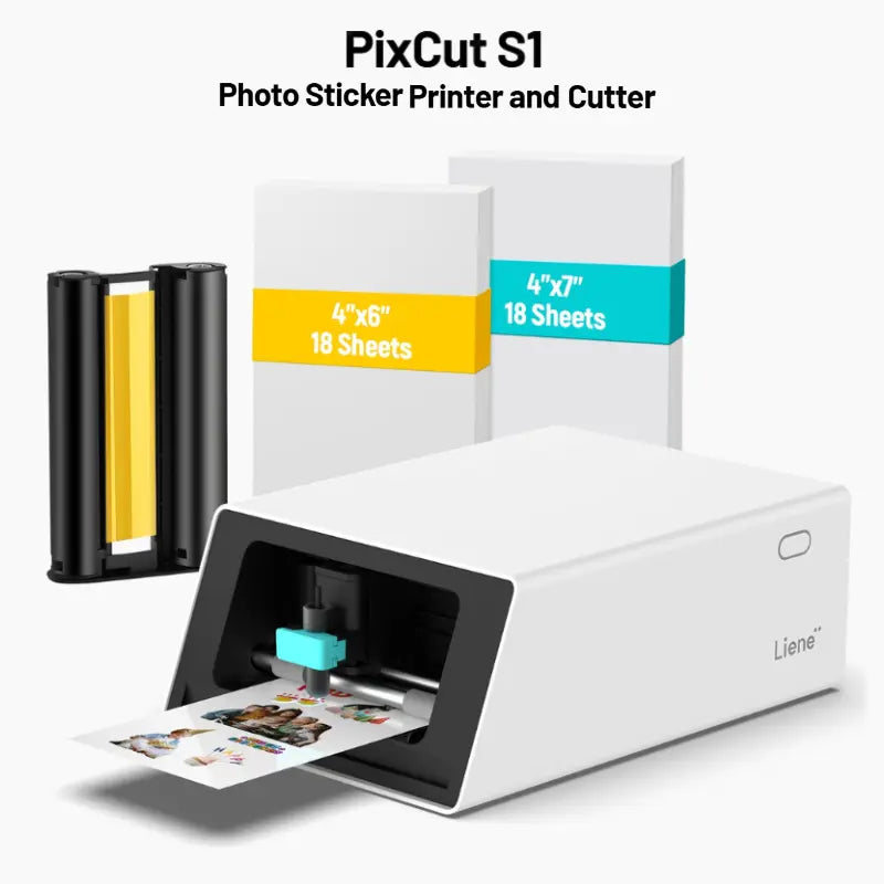 Liene Pixcut S1 Photo Sticker Printer & Cutting Machine - All-In-One Sticker Maker Machine for DIY Crafts, Custom Labels & Gifts, Thermal Dye-Sublimation, 300 DPI Prints, Precise AI Auto-Cutting, AI Design App Support,Tiktokshopdealsforyoudays, Summerwins