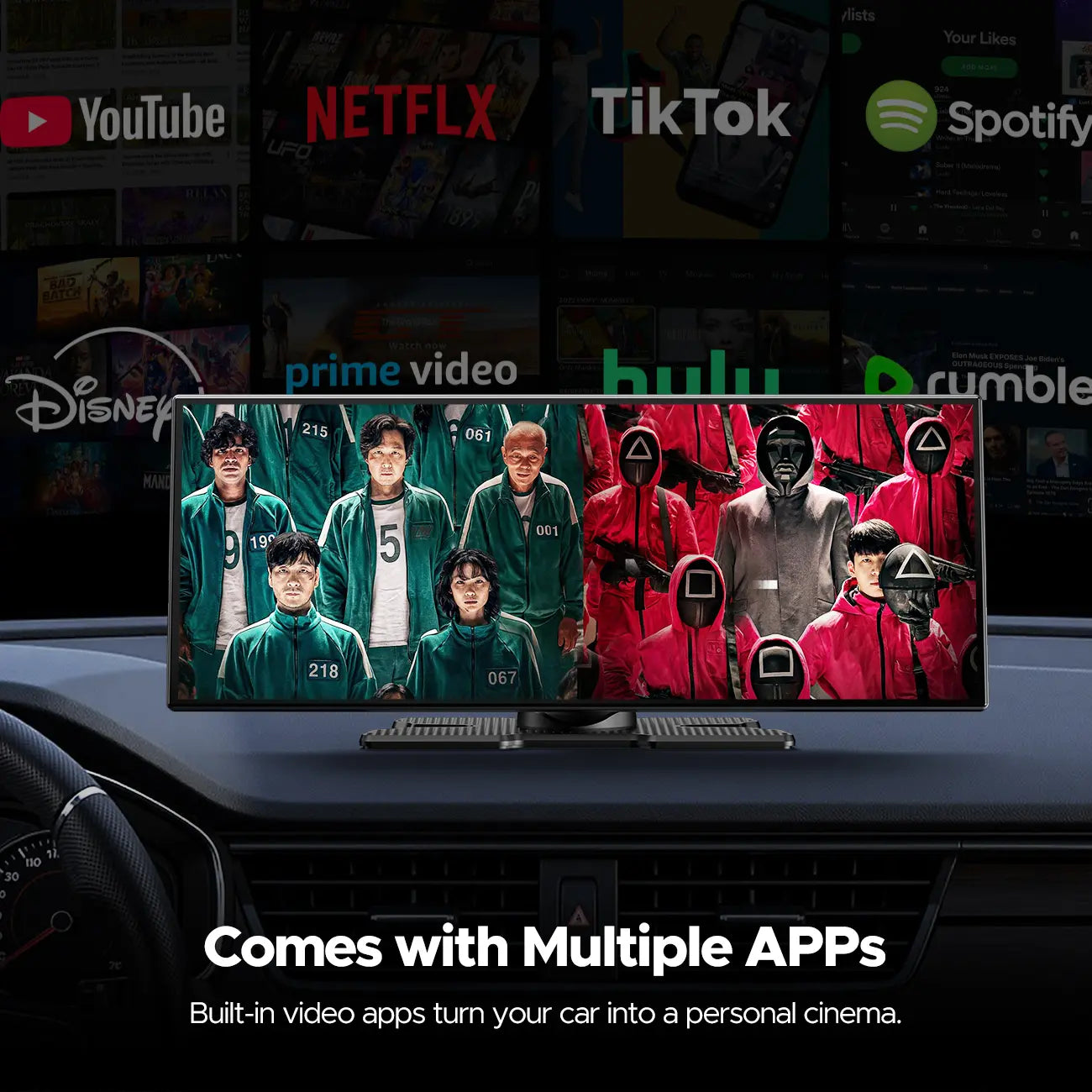 【Fathers Day Gift】Lamtto 10.25" Big Wireless Carplay Screen Watch Youtube/Netflix/Tiktok While Parked Auto-Connect, Iphone 8–15+ & Android 11+ Any Car Upgrade