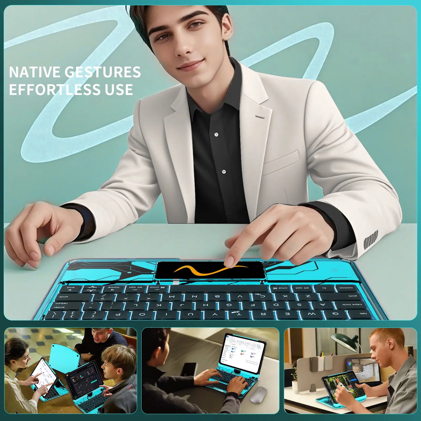 [Summervibes] NAIDUN Latest 360 Swivel Keyboard with Y2K Style Tranparent Case for Ipad Hard PC Back 7 Color Backlight Wireless Tablet Accessories Ipad Case Transparent