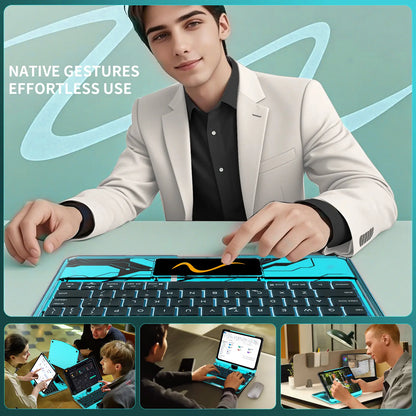 [Summervibes] NAIDUN Latest 360 Swivel Keyboard with Y2K Style Tranparent Case for Ipad Hard PC Back 7 Color Backlight Wireless Tablet Accessories Ipad Case Transparent