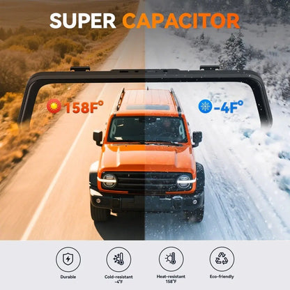 【Fathersdaygift】Wolfbox M40 10” 4K Mirror Dash Cam Front & Rear, Wifi GPS Voice Control, Night Vision, Parking Mode, 64GB Included