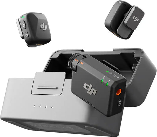 DJI Mic Mini Wireless Omnidirectional Microphone System with Charging Case, 400M Max Transmission Range, 10G Ultralight, up to 48 Hours Battery Life - Black