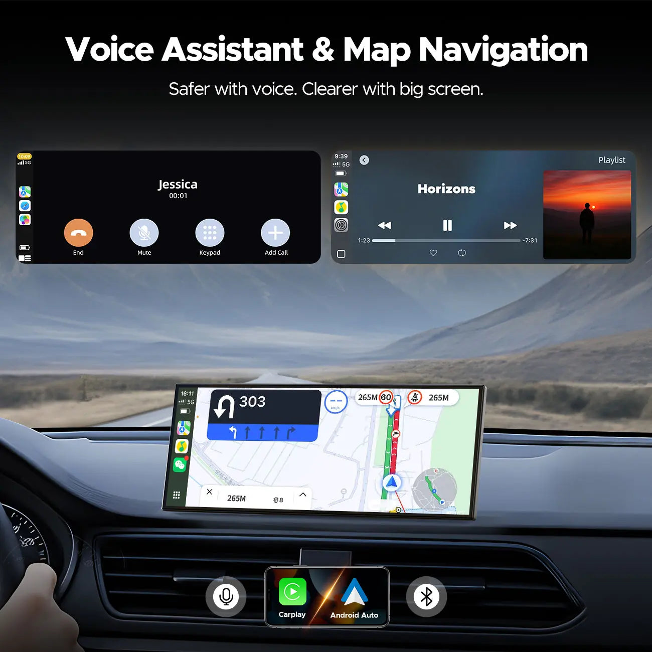 【Fathers Day Gift】Lamtto 10.25" Big Wireless Carplay Screen Watch Youtube/Netflix/Tiktok While Parked Auto-Connect, Iphone 8–15+ & Android 11+ Any Car Upgrade