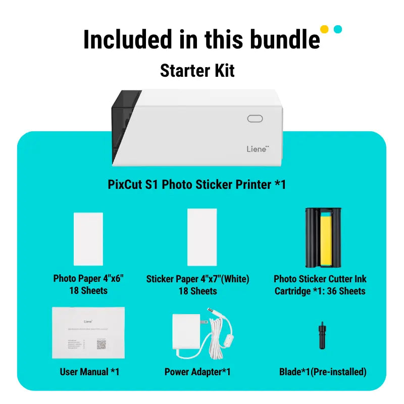 Liene Pixcut S1 Photo Sticker Printer & Cutting Machine - All-In-One Sticker Maker Machine for DIY Crafts, Custom Labels & Gifts, Thermal Dye-Sublimation, 300 DPI Prints, Precise AI Auto-Cutting, AI Design App Support,Tiktokshopdealsforyoudays, Summerwins