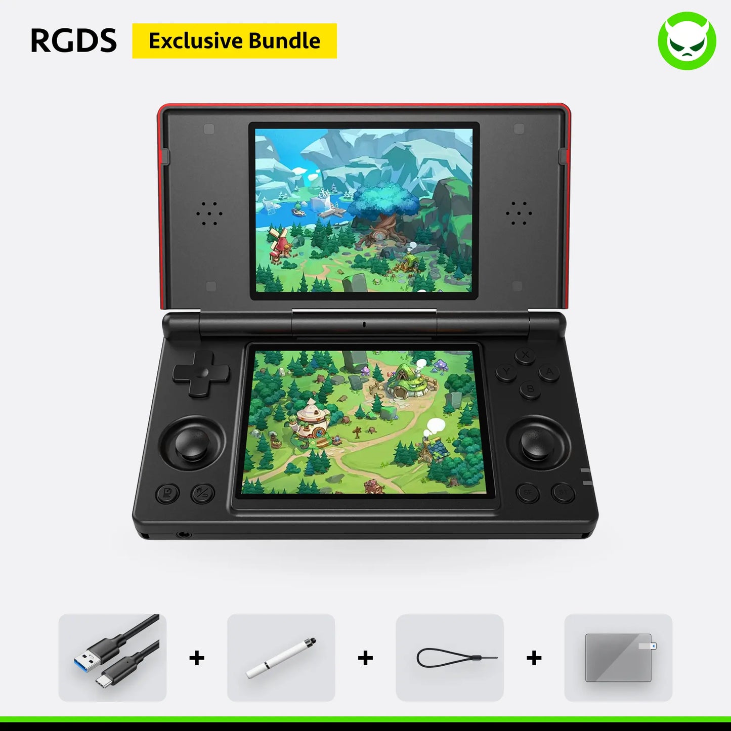 Anbernic RG Ds【Buy 1 Get 1 Capacitive Stylus + 1 Lanyard + 2 Screen Protectors + 1 Charging Cable】Dual Screens 4-Inch IPS 640*480 Android 14 RK3568 Quad-Core 64-Bit 4000Mah Six-Axis Gyroscope Sensor Ready to Use